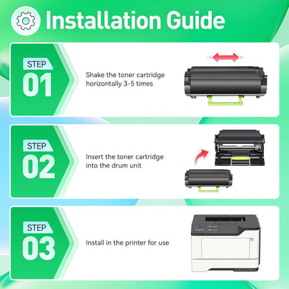 56F1H00 Toner Cartridge Black with Chip Compatible for Lexmark MS321dn MS421dn MS421dw MS521dn MS621dn MS622de MX321adn MX321adw MX421ade MX521ade MX521de MX522adhe MX622ade MX622adhe Printer Ink Copy