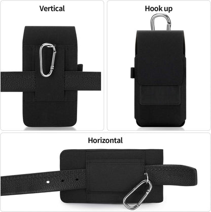BECPLT for iPhone 16/15/14/13/12 Pro & Galaxy S24/S23/S22/S21 - Nylon Phone Holster with Belt Clip, Loops - Black