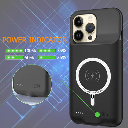Battery Case for iPhone 14 Pro Max, Upgraded 10800mAh Rechargeable Portable Extended Battery Pack Supported Qi Wireless Charging Case Compatible with iPhone 14 Pro Max (6.7 inch) Charger Case (Black)