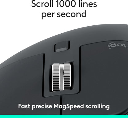 Logitech MX Master 3S Bluetooth Edition Wireless Mouse, No USB Receiver - Ultra-Fast Scrolling, Ergo, 8K DPI, Track on Glass, Quiet Clicks, Works with Apple Mac, Windows PC, Linux, Chrome - Graphite