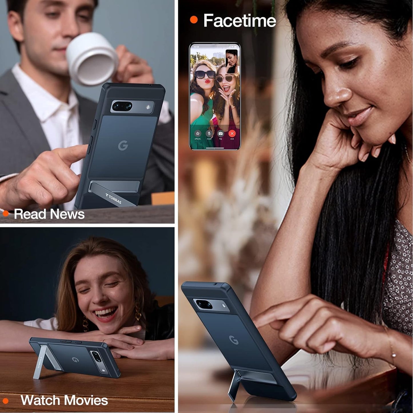 TORRAS Marsclimber for Google Pixel 7a Case [8FT Military-Grade Protection] [3 Stand Ways] with Firm Kickstand Comfortable and Non-Slip Gripping for Google Pixel 7a Phone Case Slim 5G 6.1 inch, Black