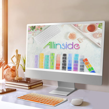 Allinside Silicone Keyboard Cover for iMac Magic Keyboard A2449/A2450, Protective Skin for iMac 24" Wireless Keyboard Released in 2021, US Layout, Ombre Orange