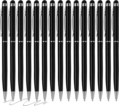 15 Pack Stylus Pens for Touch Screens Stylus Pen Compatible with Phone Tablets Kindle and Black Ink Ballpoint Pens-2 in 1 Stylists pens for Touch Screens (Black)