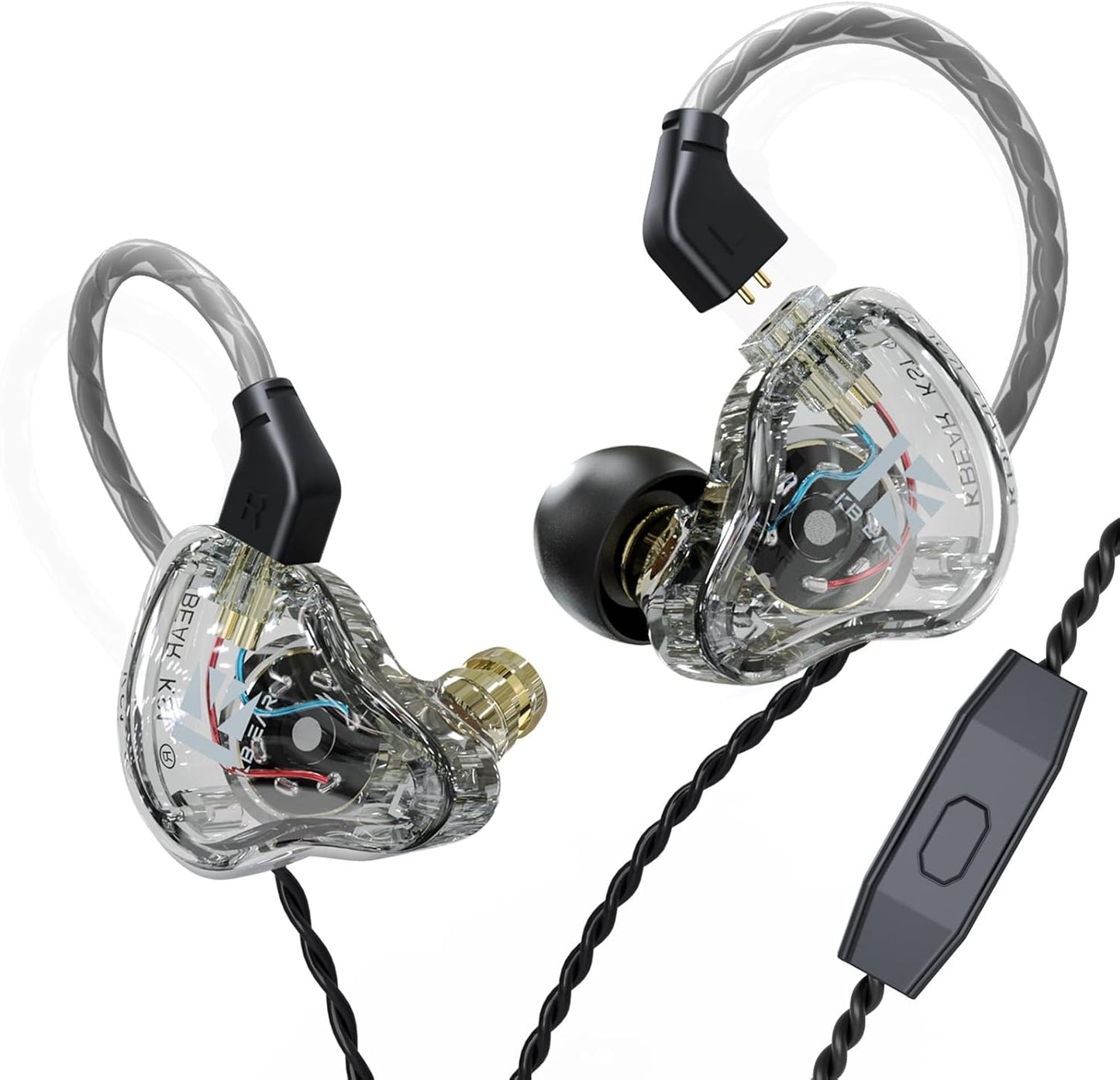 YINYOO KBEAR KS1 in Ear Monitor Bass Earbuds Wired Earbuds,Clear Sound Stereo Headphones, Vocals Forwards High Resolution Noise Canceling Earphones with Detachable Cable for Musicians