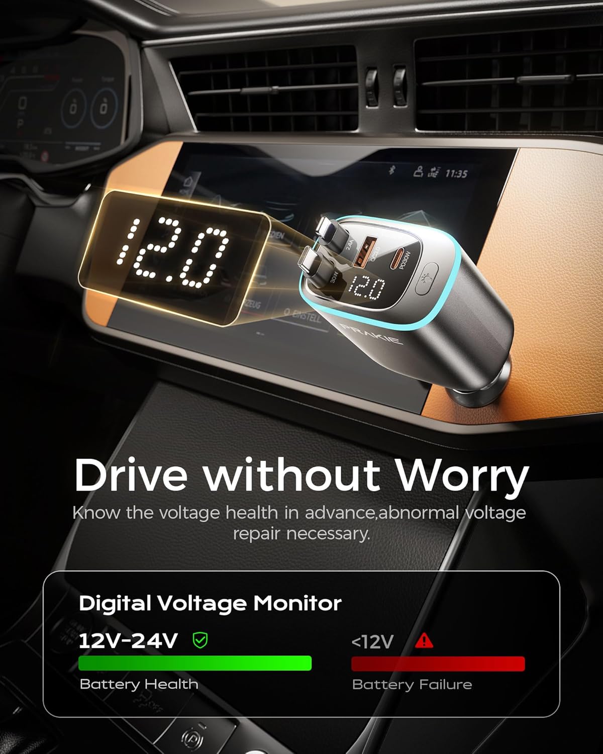 iPhone Car Charger, Retractable Fast USB C Phone Charger, 4 in 1 Cigarette Lighter Adapter with 2 Cables 30 Inch and 2 USB Ports, Multi Port USB Car Charging for iPhone 16/15/14/13/Pro Max