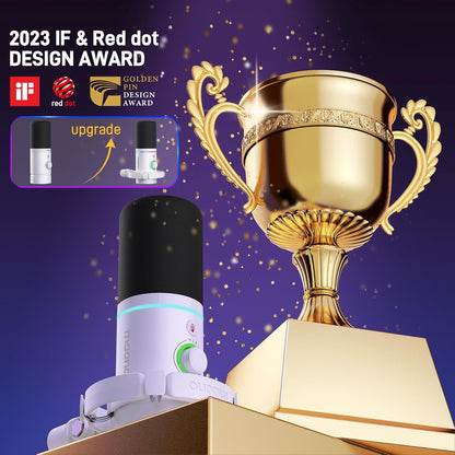 MAONO XLR/USB Dynamic Microphone Kit, RGB Podcast Mic with Software, Mute, Gain Knob, Volume Control, Boom Arm for Streaming, Gaming, Voice-Over, Recording-PD200XS White