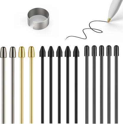 Marker Stylus Tips for Remarkable 2 Pen Tips with Nibs Removal Tool,Metal Replacement Nibs for Remarkable 1/2 Stylus/Marker Plus Pen (4+5+5 PCS-Gold/Sirvel/Black)
