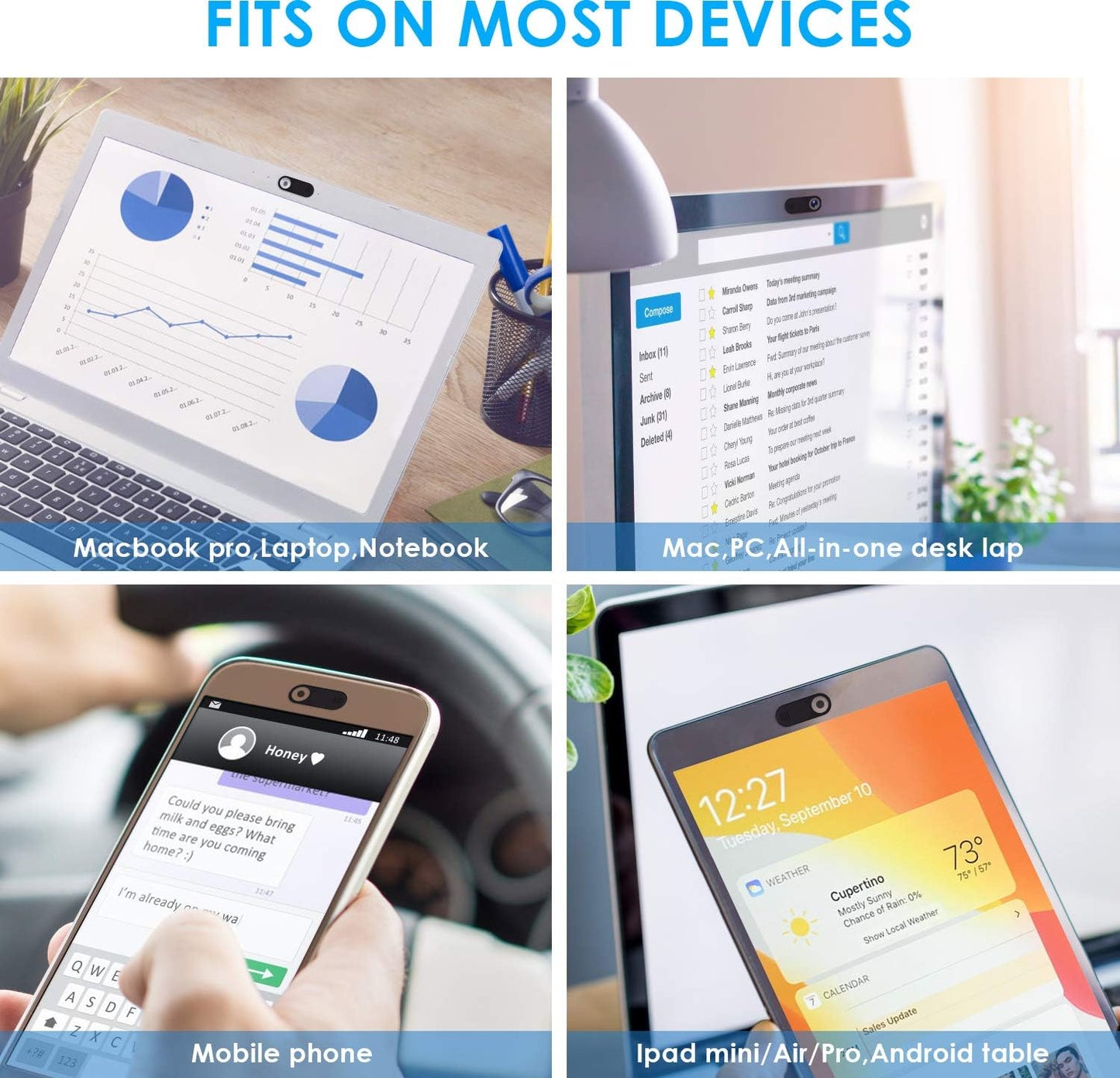 Camera Cover Slide, Ultra-Thin Laptop Accessories, Laptop Camera Cover Slide Blocker for Macbook, iMac, Laptop, Desktop, iPad, iPhone, PC & Tablet Protect Privacy Security (Multicoloured-12 Pack)