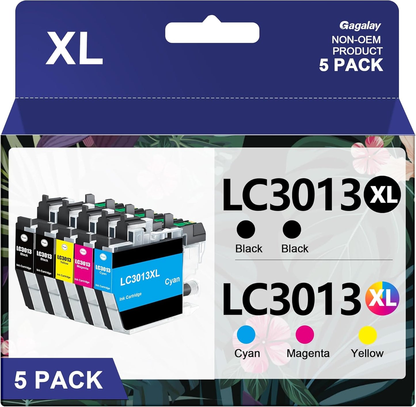 LC3013 Ink Cartridges BK/C/M/Y 5-Pack High Yield 400 Pages/Cartridge Compatible for Brother Ink Cartridges LC3013 LC3011 XL LC3013XL LC3011XL Compatible for MFC-J497DW MFC-J491DW MFC-J895DW MFC-J690DW