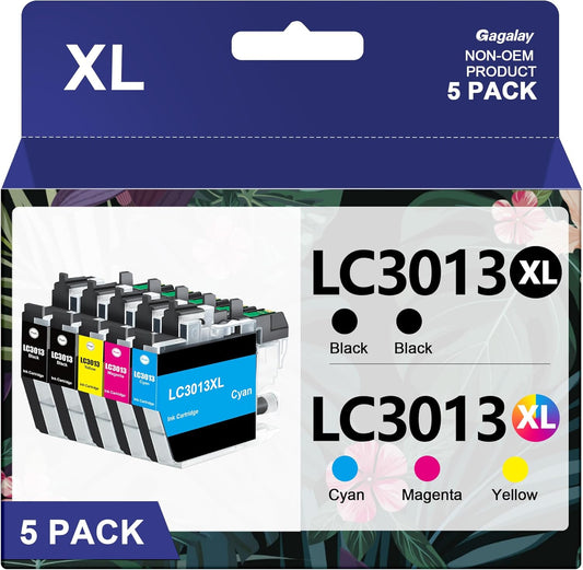 LC3013 Ink Cartridges BK/C/M/Y 5-Pack High Yield 400 Pages/Cartridge Compatible for Brother Ink Cartridges LC3013 LC3011 XL LC3013XL LC3011XL Compatible for MFC-J497DW MFC-J491DW MFC-J895DW MFC-J690DW