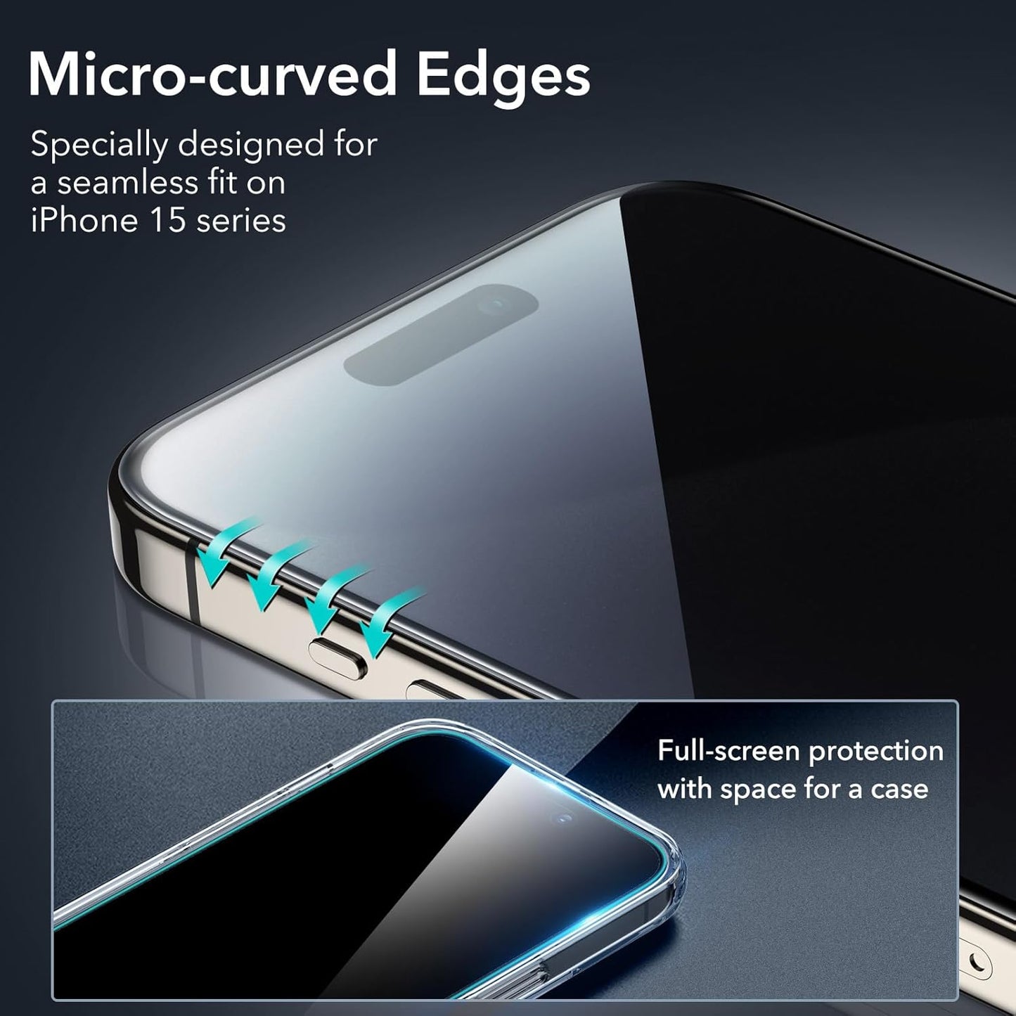 ESR 3+1 Pack for iPhone 15 Pro Max Privacy Screen Protector Set, Anti-spy Tempered-Glass Privacy Screen Protector, Micro-curved Edges, Case Friendly, 3-Pack with 1 Set of Camera Lens Protector