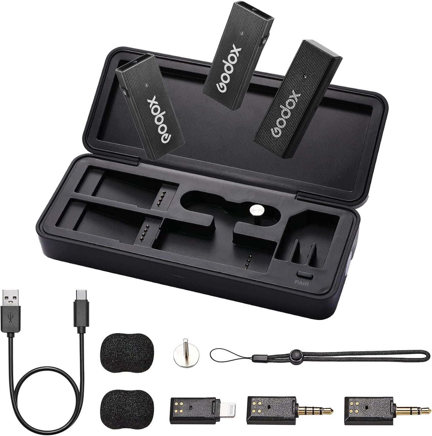 GODOX 【2025 Latest Model Movelink Mini LT Kit Wireless Microphone System, 2.4GHz Lavalier Mic 100m(328ft.) Range with Charging Case for iPhone, Camera, Vlogger, Youtuber, Interviewer