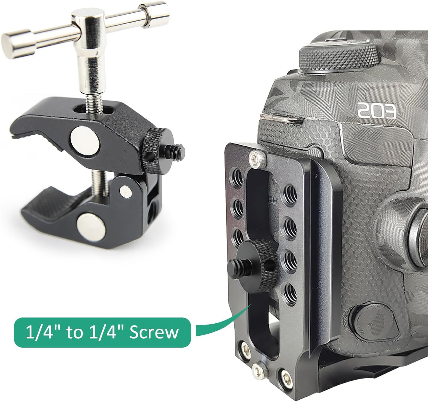 Camera Mount Screw 1/4" Male to 1/4" Male & 1/4" to 3/8" Tripod Screw Adapter with Hole 7 Pcs Set for Camera Tripod Mount Light Stand DSLR Equipped with Hex-L Key (Black)