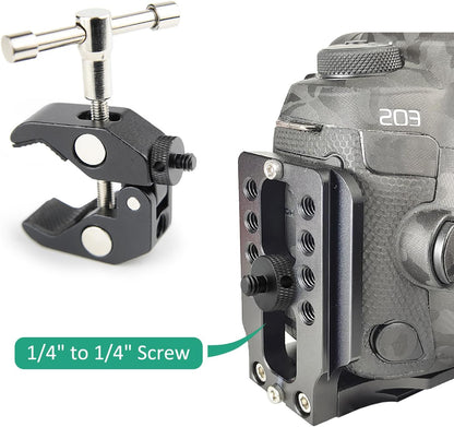 Camera Mount Screw 1/4" Male to 1/4" Male & 1/4" to 3/8" Tripod Screw Adapter with Hole 7 Pcs Set for Camera Tripod Mount Light Stand DSLR Equipped with Hex-L Key (Black)