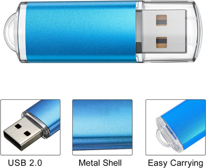 TOPESEL 10 Pack 8GB USB 2.0 Flash Drive Memory Stick Thumb Drives (5 Mixed Colors: Black Blue Green Red Silver)