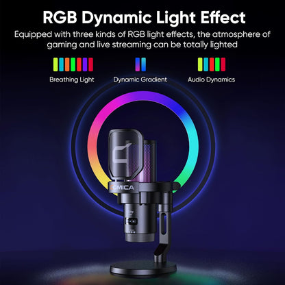 COMICA Ejoy Uni PRO(D) USB Wireless Gaming Microphone with Noise Cancellation, RGB Lights, Monitoring, Muting, Streaming Mic for Computer, PS5, PS4, Streaming, Podcast, Chat, Twitch, Discord