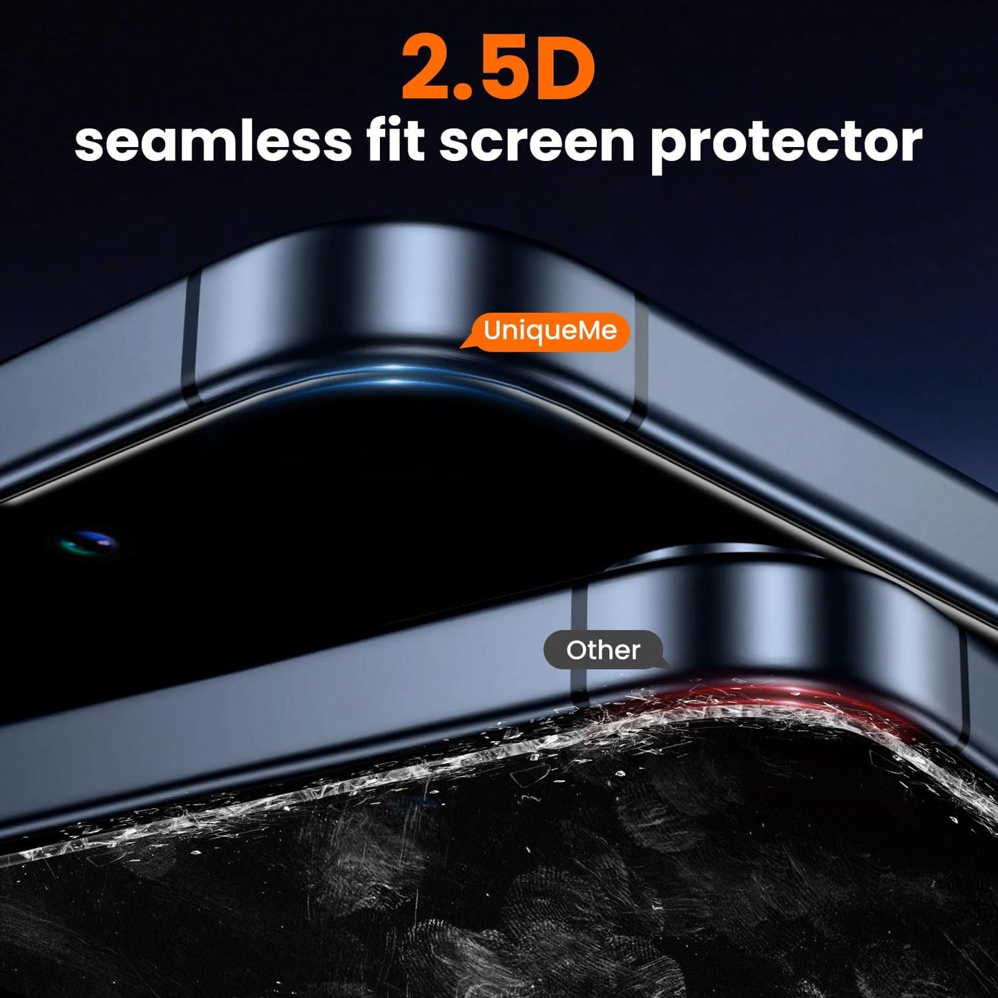 UniqueMe for iPhone 15 Plus Screen Protector - [Military Grade Shatterproof & 9H+ Hardness] Screen Protector 15 Plus Tempered Glass Full Coverage Protection, Easy Installation, 2 Packs