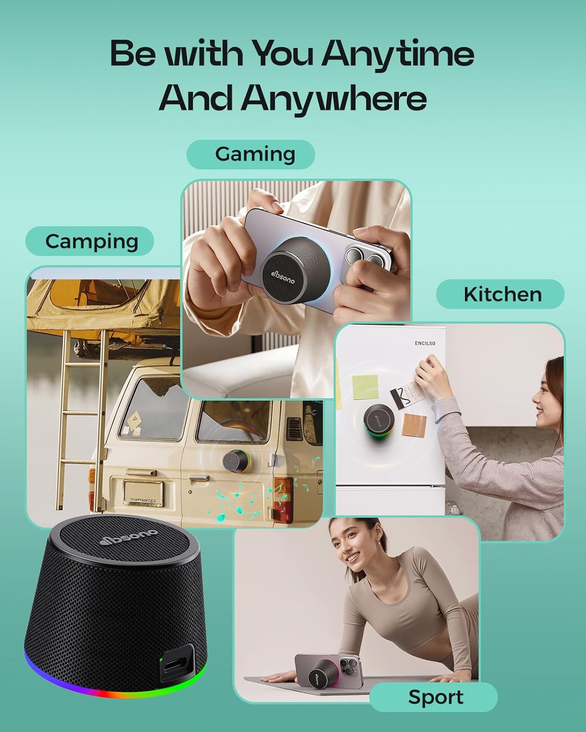 Stocking Stuffers for Men Women: Portable Bluetooth Speaker with Color Light Phone Stand, Christmas Birthday Anniversary White Elephant Gifts for Adults Teens Boy Girl Trendy Stuff