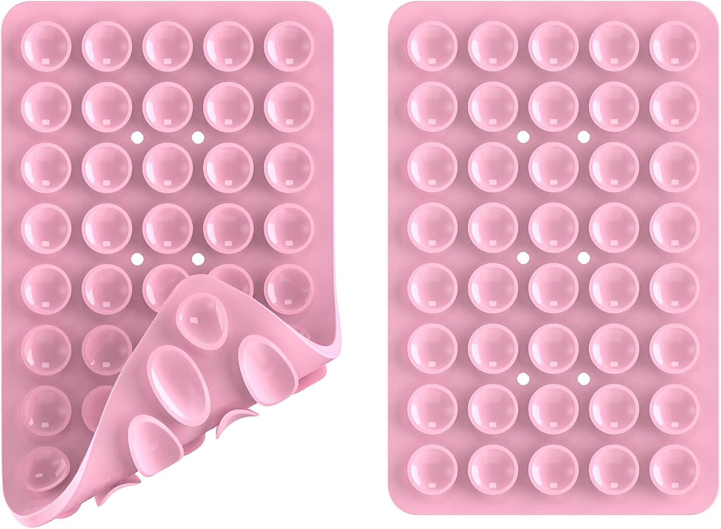 2PACK Silicone Double Sided Suction Phone Case Mount, Detachable Hands Free & Strong Grip Holder for Selfies & Videos, Compatible iPhone Android (Light Pink, 2Pack 40 Suction Cups)