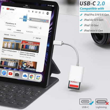 (Apple MFi Certified) iPhone 16 SD Card Reader, esbeecables USB C to SD Card Reader Trail Camera Viewer SD Memory Card Reader Adapter Plug and Play for iPhone 16/16Plus 15Pro iPad, MacBook, iMac