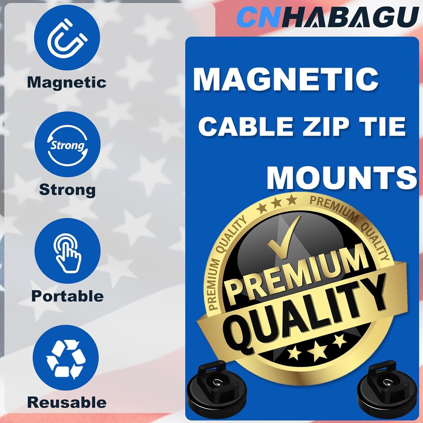 Magnet Zip Tie Mount Magnetic Zip Ties Mount 25LBS Strong Multipurpose Wire Cable Holder Mount Wire Clips Management for Home Office Marine Electrical Wiring (Black, 12 Piece)
