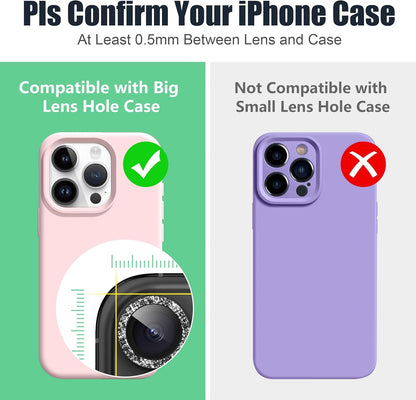 AGVEE 3+3 6 Pack for iPhone 16 Pro 6.3" / 16 Pro Max 6.9" Camera Lens Cover Protector, Bling Glitter & CD-Textured Metal Ring 9H Tempered HD Glass Camera Cover Protector Film, Glitter-Black