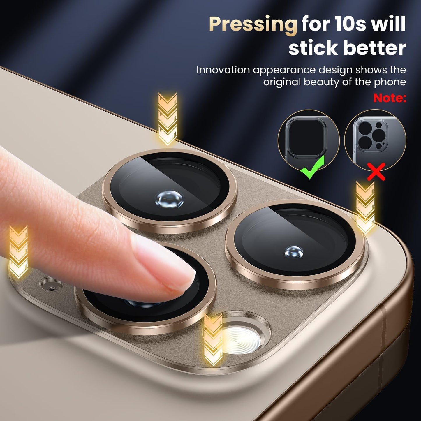 WSKEN for iPhone 16 Pro/iPhone 16 Pro Max Camera Lens Protector, [Military Grade Shatterproof] [Strong Adsorption] Metal Aluminum Alloy Tempered Glass Camera Screen Protector, Desert Titanium