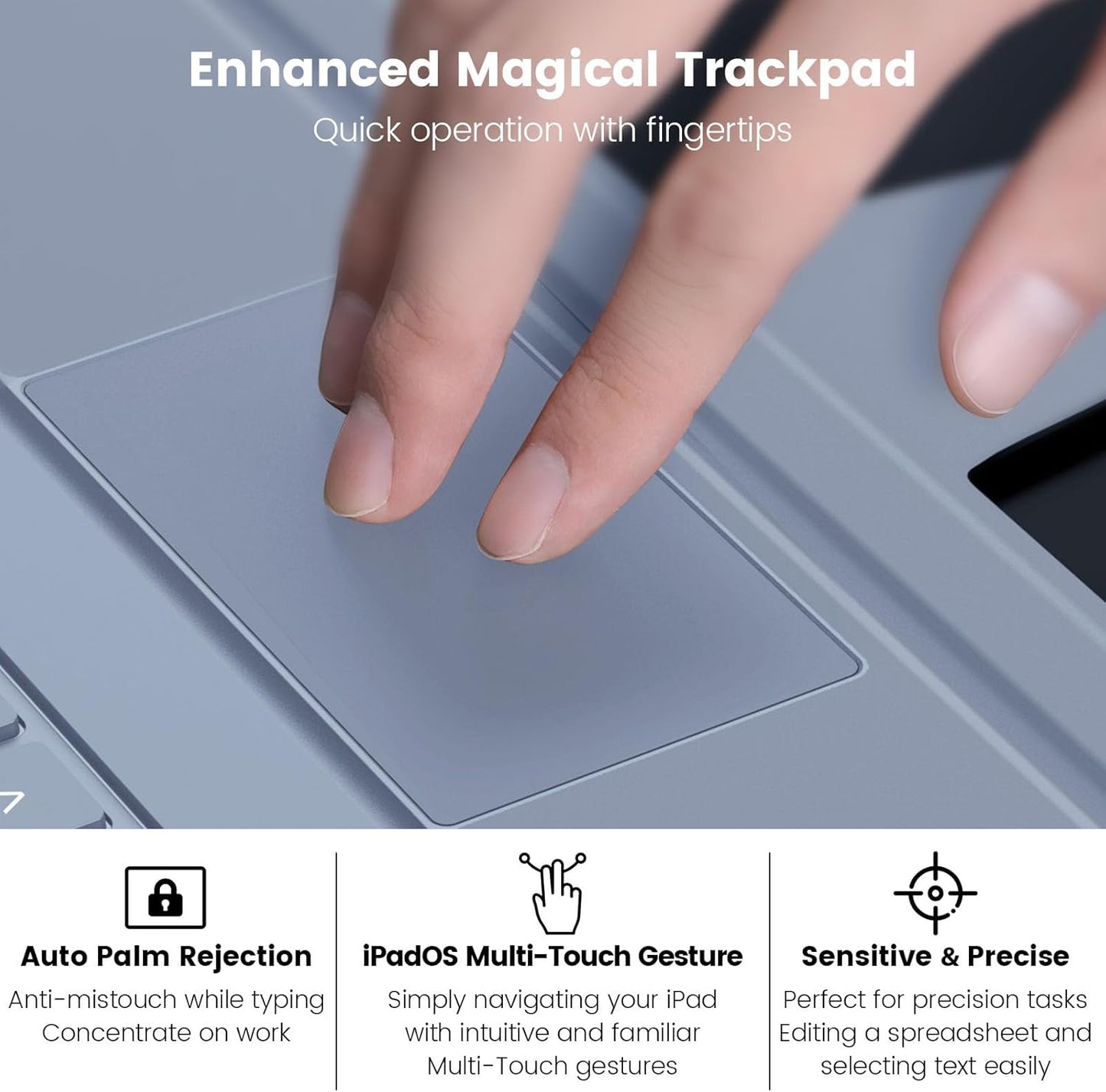 Nillkin iPad A16 (11th Gen) / 10th Gen Case with Detachable Keyboard, Magic Trackpad, 7-Color Backlit, Portrait/Landscape Modes, Rugged Keyboard Case for iPad 11th / 10th Generation (2025/2022), Gray