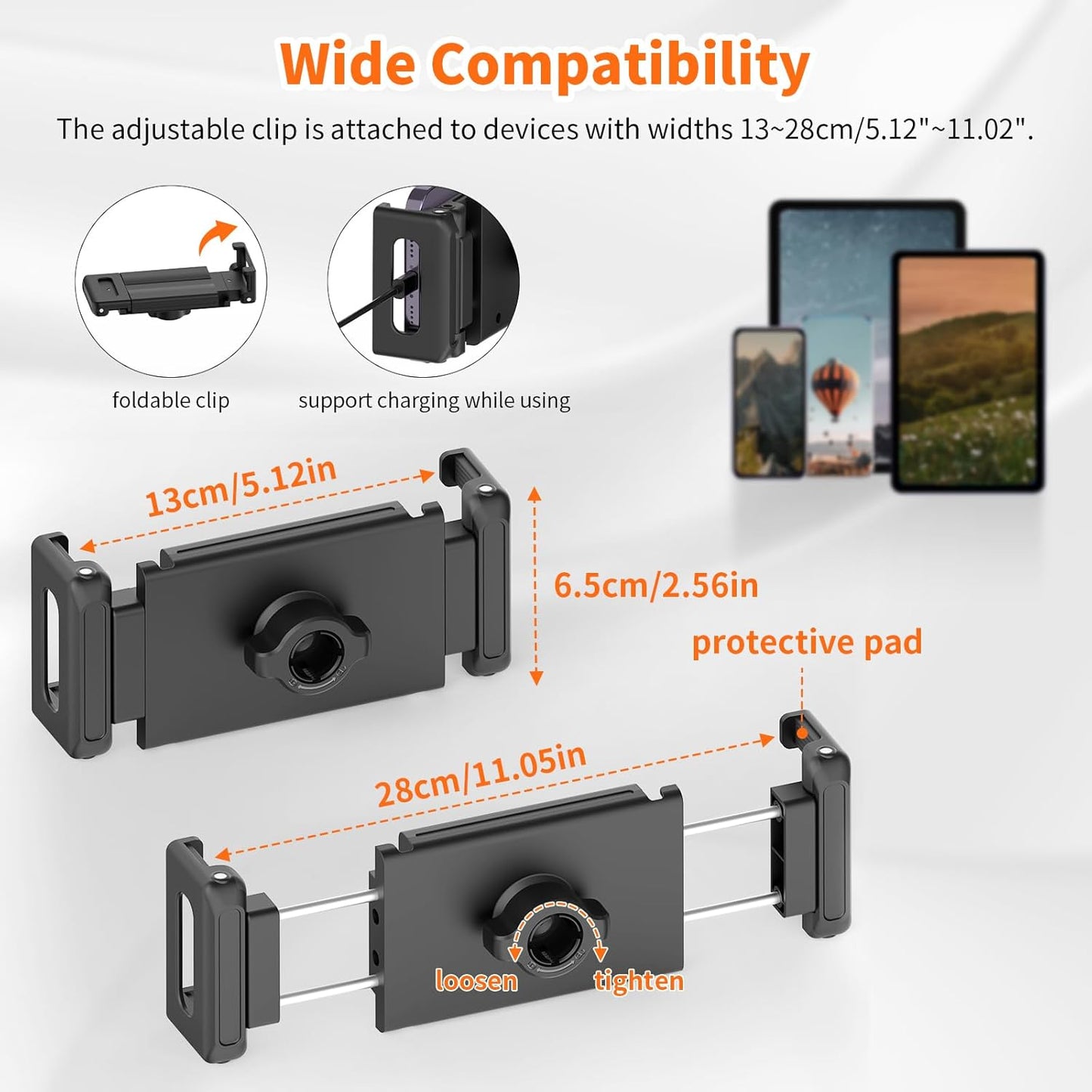 XXZU 72in Tablet Floor Stand Tripod,Tablet Stand Floor with 360° Ball Head,Height Adjustable Floor Stand Holder with Case,Tall Tripod for Phone/Music/Stream/Recording and All 4.7-13” Devices