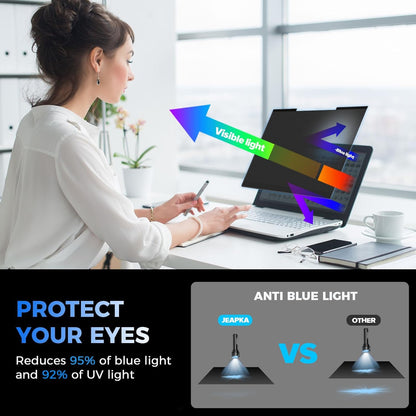 Magnetic Laptop Privacy Screen Filter 16 inch for 16:9 Widescreen Computer Monitor, Removable Anti Blue Light Privacy Shield, Anti-Glare Protector