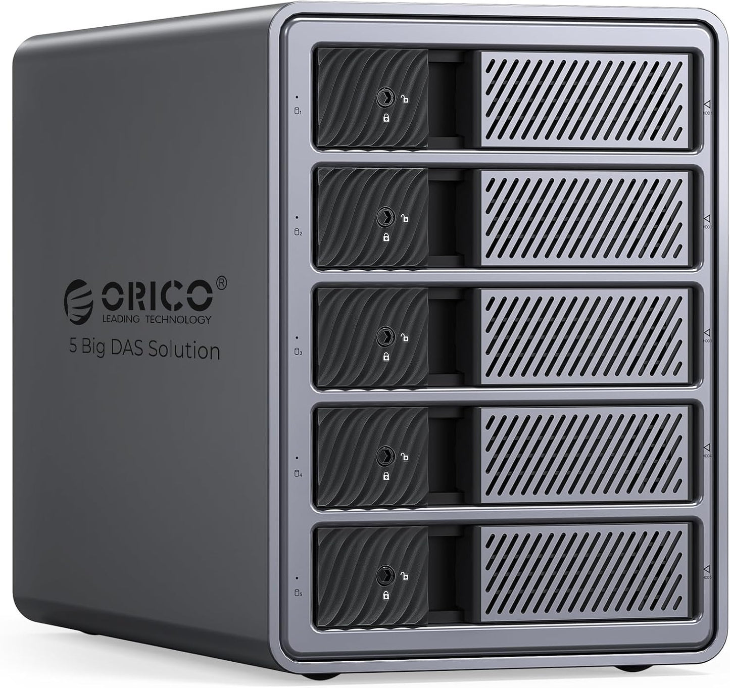 ORICO RAID 5 Bay HDD Enclosures USB 3.0 Push-Pull Mounting for 3.5-inch HDD, Max 110TB, External Direct Attached Storage 8 RAID Modes Supported 9858RU3