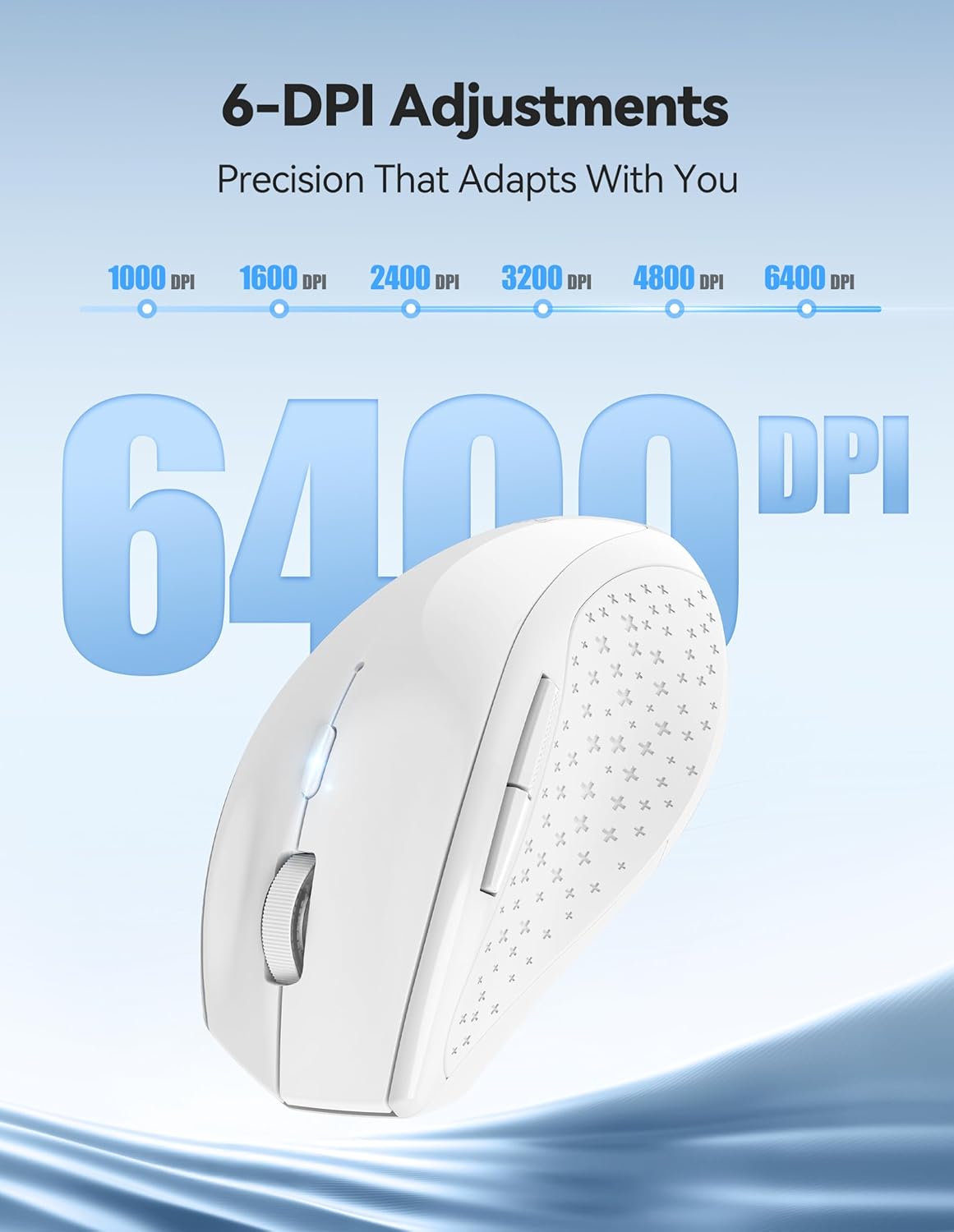 TECKNET Wireless Mouse Rechargeable,Mouse for Laptop Computer,2.4G USB Computer Mice Wireless,6 Button 6400 DPI Ergonomic Silent Mice,Portable Cordless Travel Mice-Wide Compatibility