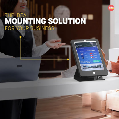 Desktop Anti-Theft Stand – CTA Kiosk Stand with Stylus, Tether, and Aluminum Enclosure for iPad (Gen 2-6), Air (Gen 1 & 2), & Pro 9.7 - Black (PAD-DASB)