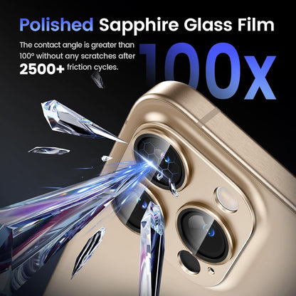 Tensea for iPhone 16 Pro/iPhone 16 Pro Max/iPhone 15 Pro/iPhone 15 Pro Max Camera Lens Protector, Metal Aluminum Alloy Tempered Glass Cover Camera Screen Protector Accessories, Case Friendly