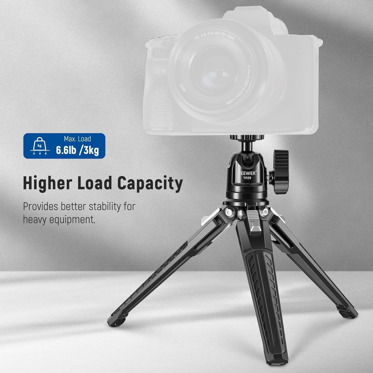 NEEWER Mini Metal Table Tripod with 360° Ball Head, Supports Vertical Recording and Handle, Portable Travel Tripod with 1/4 Inch Screw for Camera Mobile Phone Action Cam, Max. Load 3 kg, TP29