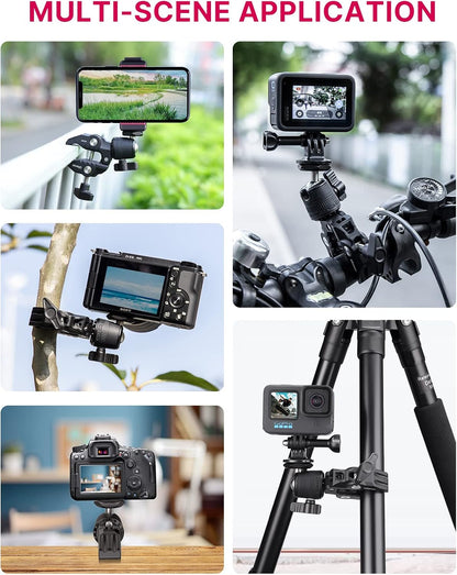 ULANZI R099 Super Clamp Camera Mount - Heavy Duty 3.3lb Load Metal Clamp with 360° Ball Head for Action Cameras (GoPro/Insta360/DJI), DSLR, Bike/Motorcycle Handlebar, Pole/Tube Mount Accessories