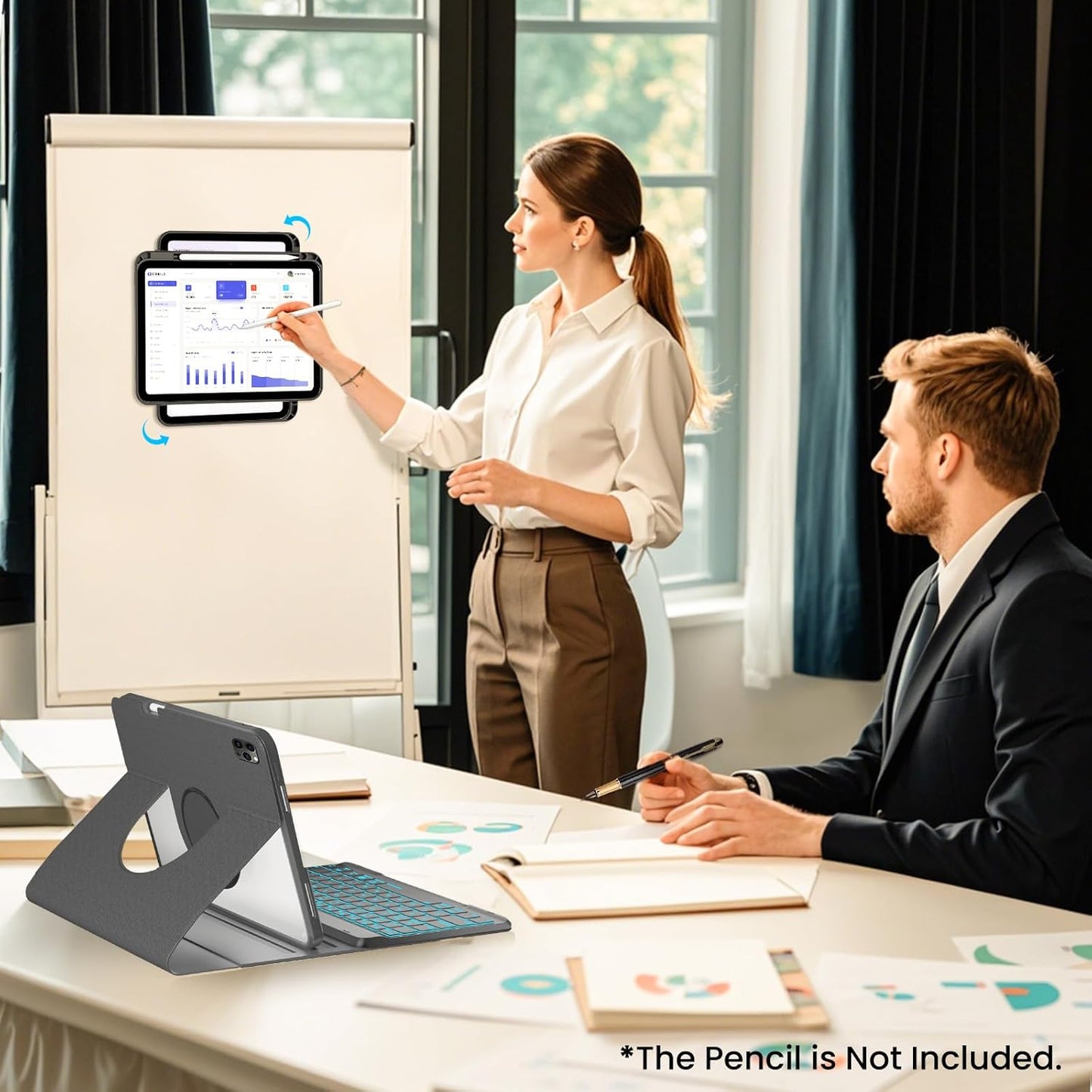 Magnetic Keyboard Case for iPad Air 5th 4th Generation 10.9 inch Pro 11 1st/2nd/3rd/4th, 7 Color Backlight BT Keyboard Folio with Pencil Holder 2022 2021 2020 2018 (Black