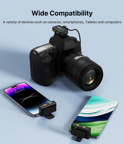 FULAIM X6 Wireless Lavalier Microphones with 4 Transmitter for iPhone, iPad, Android, Camera, Lapel Mic with 48KHz 24Bit, Noise Cancellation for Video Recording, Vlog, YouTube, TikTok