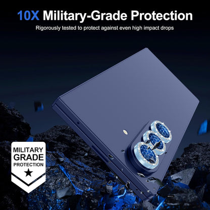 for Samsung Galaxy Z Fold 7 Camera Lens Protector, Individual Metal Ring Tempered Glass Lens Cover, [Strong Adsorption] Scratch Resistant Ultra-Thin HD Clear Lens Cover, 1 Set-Blue Diamond