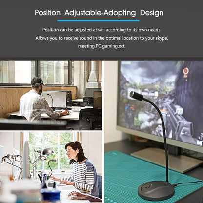 JOUNIVO USB Microphone, 360 Degree Adjustable Gooseneck Design, Mute Button & LED Indicator, Noise-Canceling Technology, Plug & Play, Compatible with Windows & MacOS