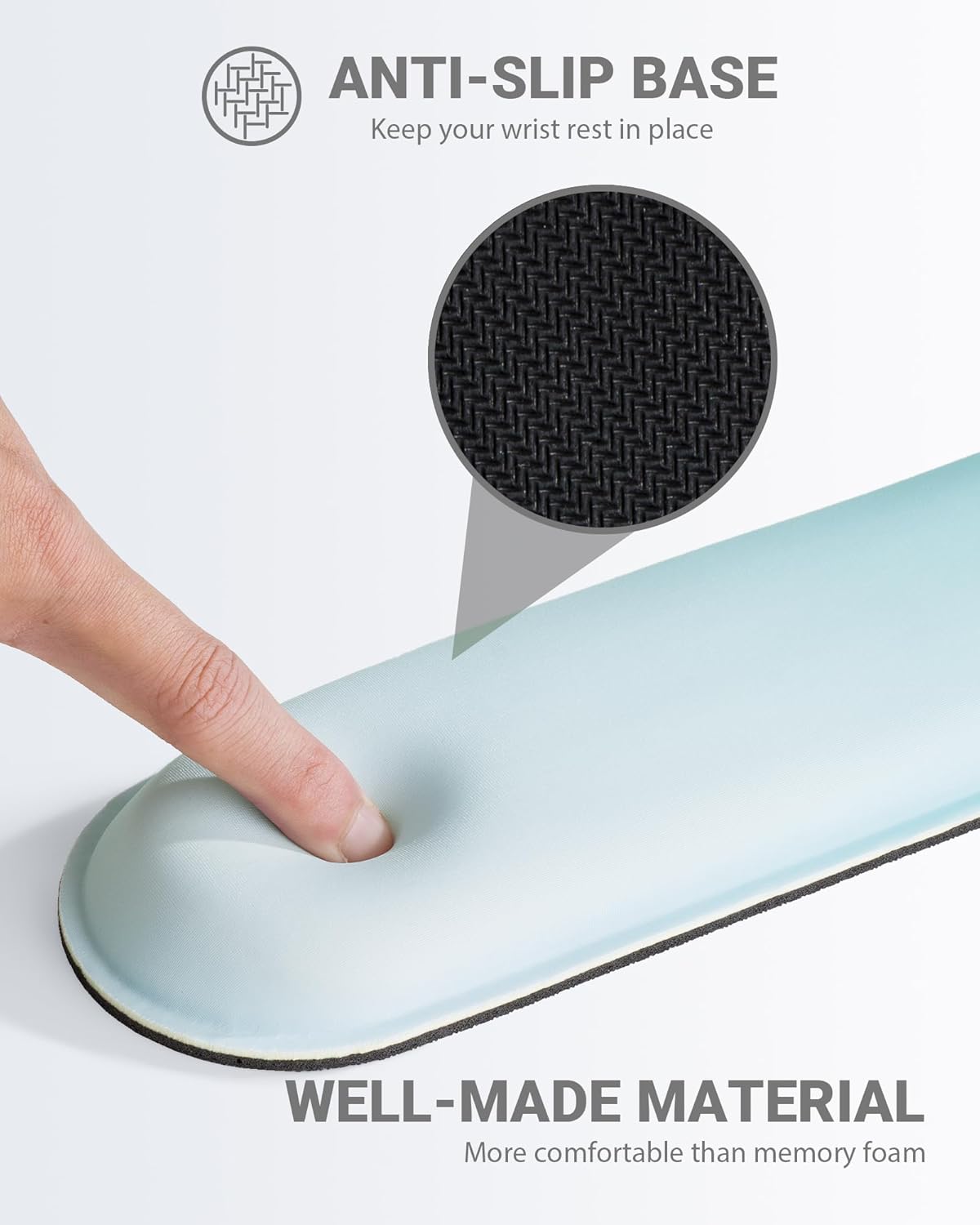 Ergonomic Mouse Pad Wrist Support Set, Memory Foam Keyboard Wrist Rest Set, Keyboard Pad, Non-Slip Base Mousepad(Gradient White Blue Set)