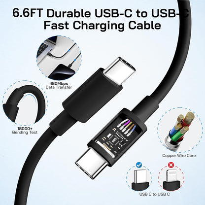 30W USB C i Phone 16 15 Charger Fast Charging, 2PACK Wall Charger for iPhone 16 15 Pro Max Charger Cord 6.6FT Fast Type C Charger Block for iPhone 16/16 Pro/15 Plus/15 Pro/15 Pro Max, iPad Pro, Black