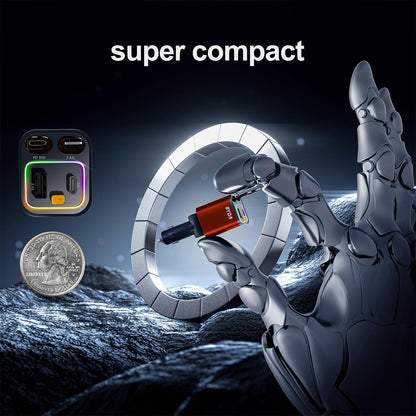 [2025 Mirco-Version] 4 in 1 Retractable Car Charger,69W Car Charger USB C,Cigarette Lighter Adapter,Fast Charging for iPhone 16e/16/15/14,13,Android (Orange, for Lightning+USB-C)