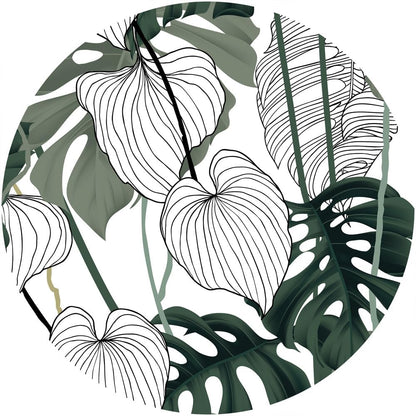 ITNRSIIET Round Mouse Pad with Stitched Edge Premium-Textured Waterproof Non-Slip Rubber Base Desktop Protection Mat Diameter 8.7 inches, Tropical Plant