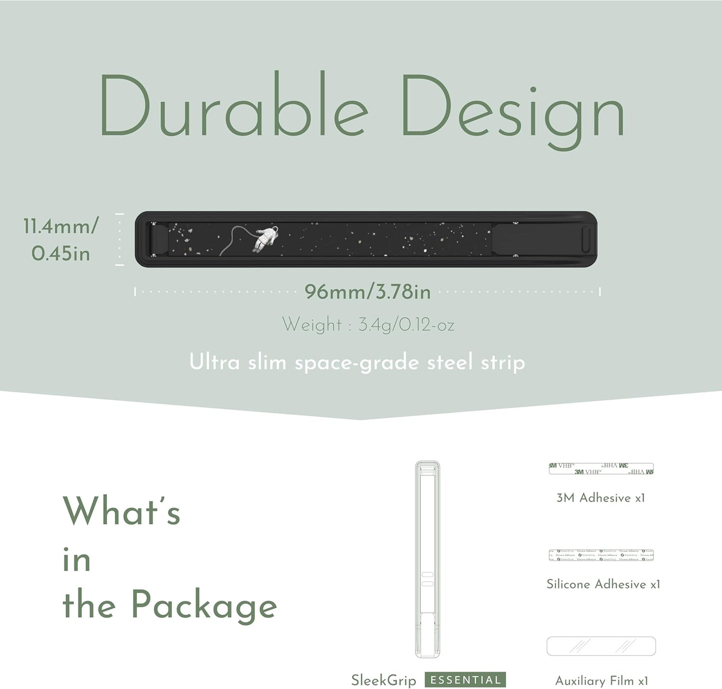 Phone Grip, Ultra Thin Cell Phone Grips Finger Holder Kickstand for Back of Phone, Loopy Case Swappable for Smartphones Wireless Chargers Car Mounts - SleekGrip Essential