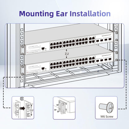 Rack Mount Kit Universal Adjustable 19 Inch Rack Ears for HP/ProCurve/Aruba/OfficeConnect/HPE and Other Switches