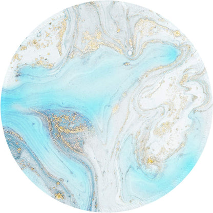 ITNRSIIET Round Mouse Pad with Stitched Edge Premium-Textured Waterproof Non-Slip Rubber Base Desktop Protection Mat Diameter 8.7 inches, Modern Marbling Light Blue