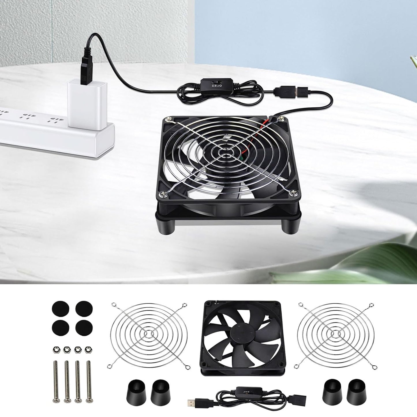 Wathai 140mm x 25mm USB Cooliing Fan 5V with Speed Control for Computer Case Receiver DVR PlayStation Xbox PS4 Router Cabinet Cooling