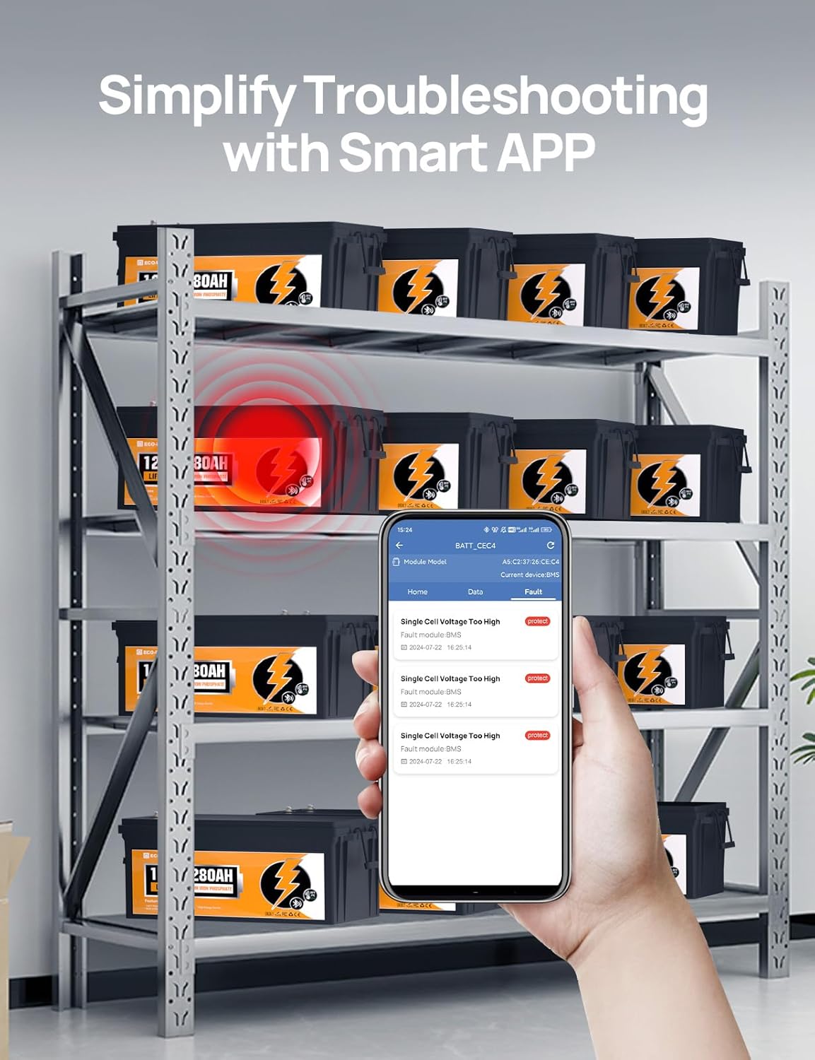 ECO-WORTHY 12V 280Ah 2 Pack LiFePO4 Lithium Battery with Bluetooth, Low Temp Protection, Built-in 200A BMS, 3584Wh Energy. Perfect for Off-Grid, RV, Solar System, Camper, Travel Trailer, Backup System