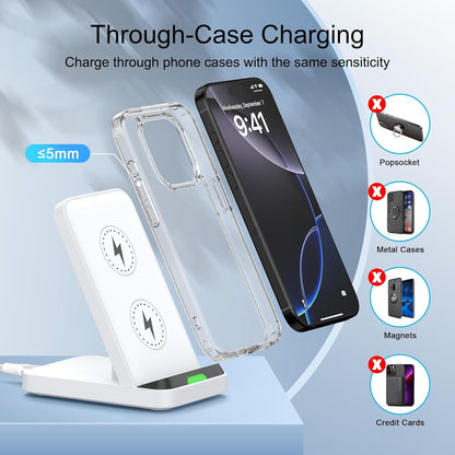 Wireless Charger Stand Fast Charging for Samsung Galaxy S25 S24 FE S23 S22 S21 Z Fold 7, Android Phone Desk Wireless Charging Station for Google Pixel 9 Pro XL Fold 8a 8 7, iPhone 16 15